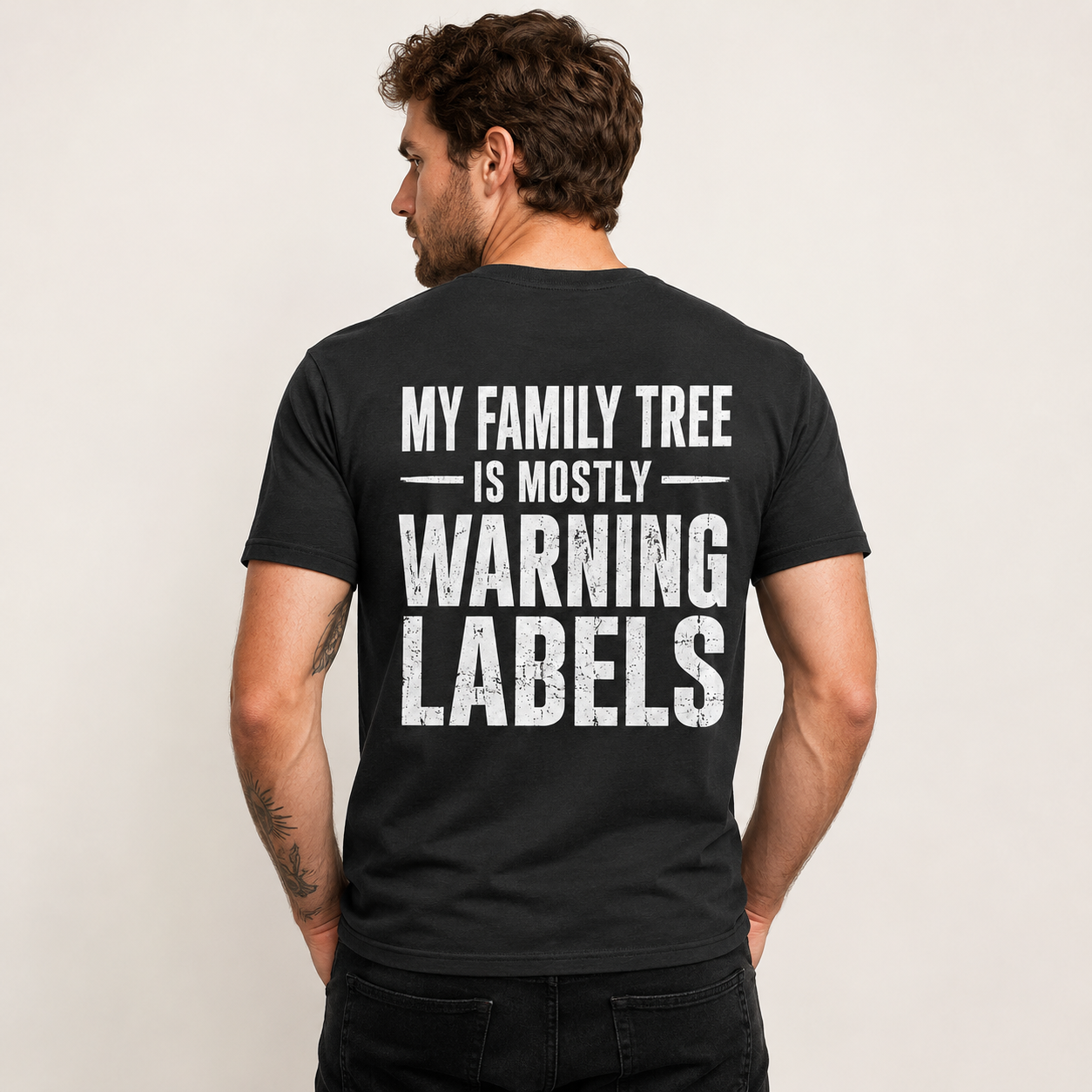My Family Tree Is Mostly Warning Labels Funny Family T-Shirt