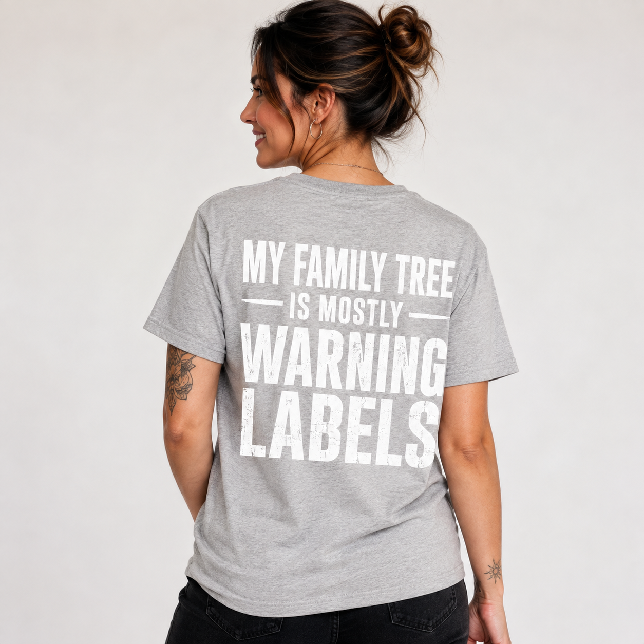 My Family Tree Is Mostly Warning Labels Funny Family T-Shirt