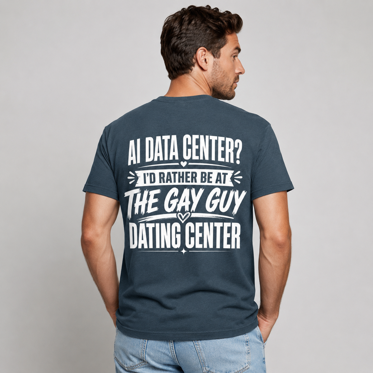 AI Data Center Gay Guy Dating Center Funny T-Shirt