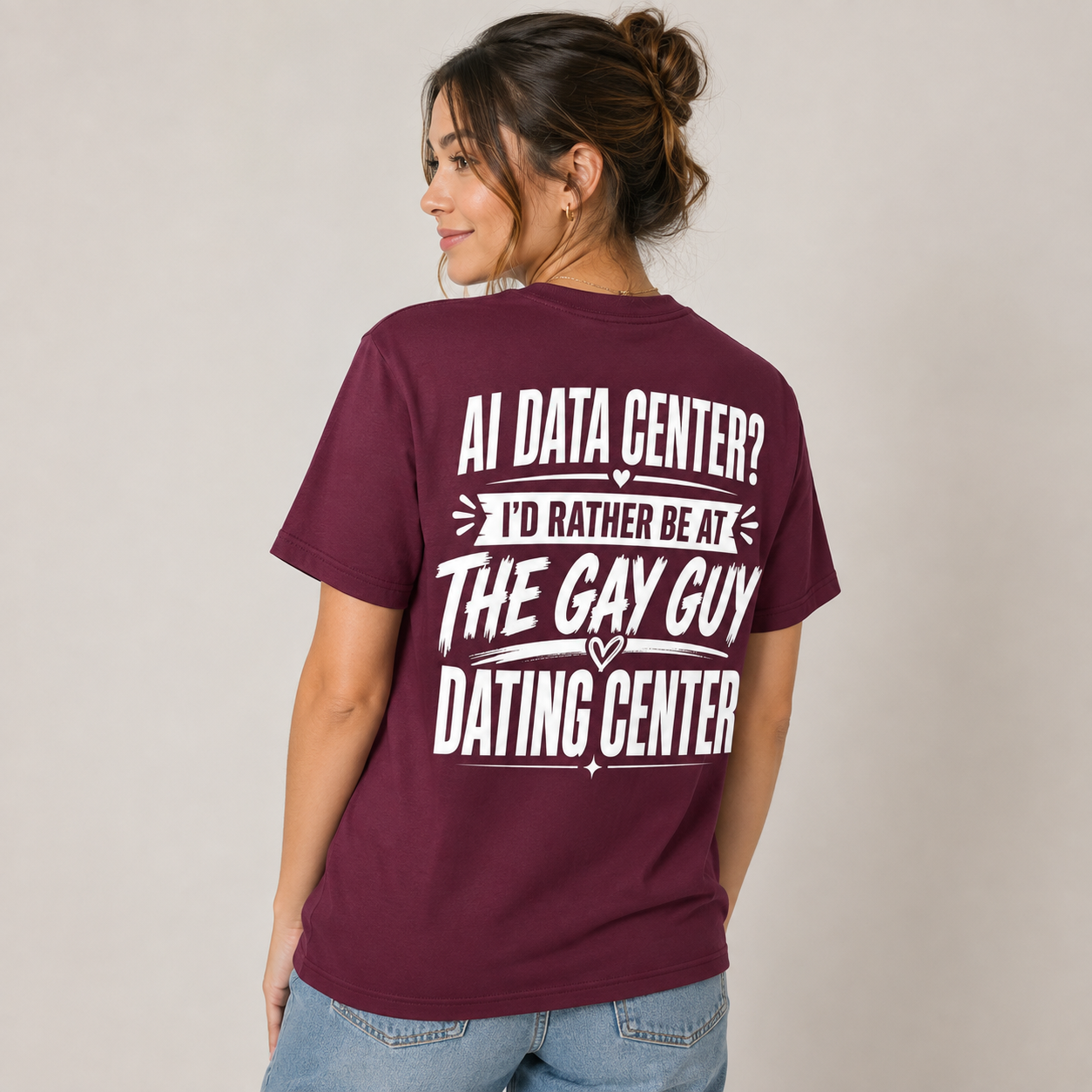 AI Data Center Gay Guy Dating Center Funny T-Shirt