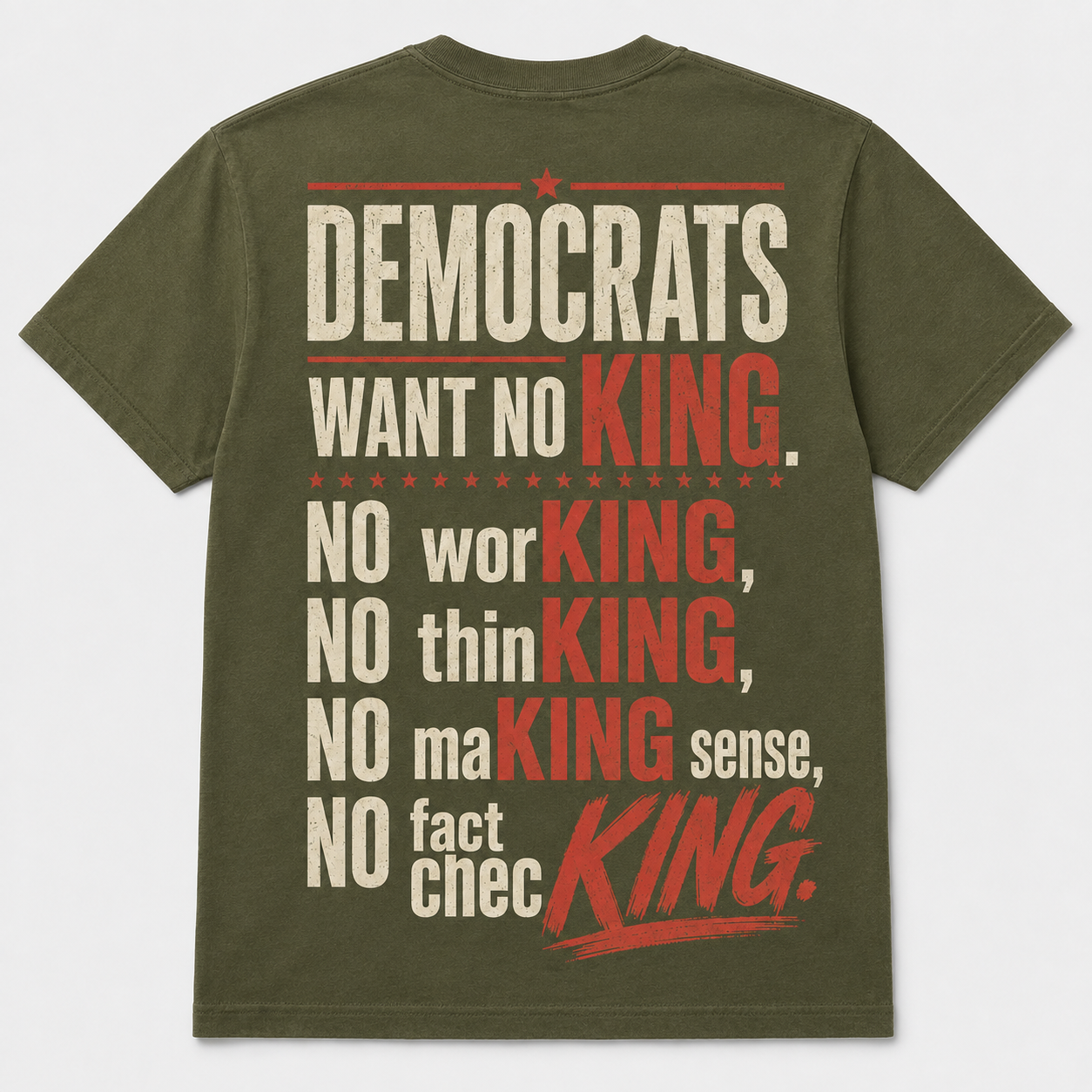 Democrats Want No King Political Sarcasm T-Shirt